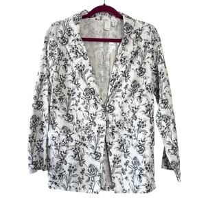 JOIE Linen White and Black Floral Blazer Jacket Women’s Small NEW Formal Chic